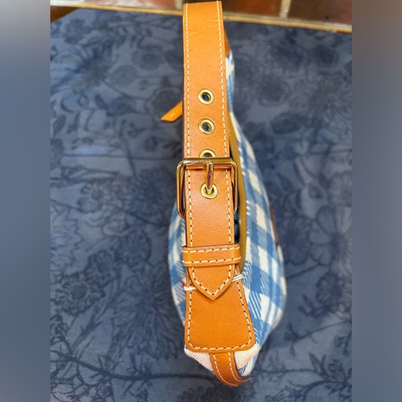 Dooney and Bourke Vintage Blue and off white checkerboard mini bucket bag - Picture 9 of 13
